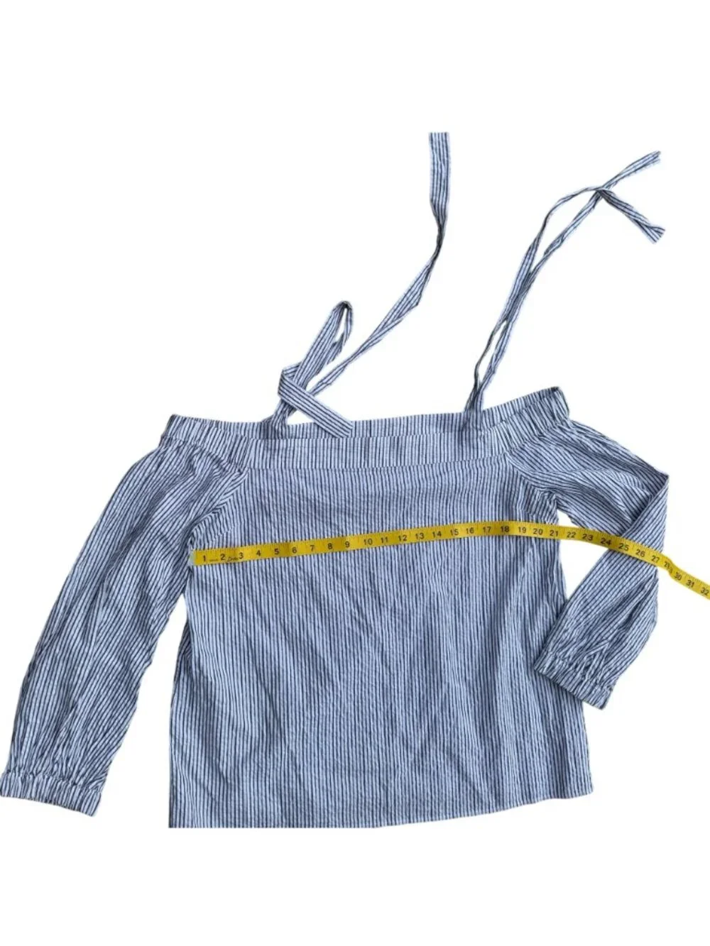 Michael Kors XL Womens Blue & White Striped Off Shoulder Top With Adjustable Str